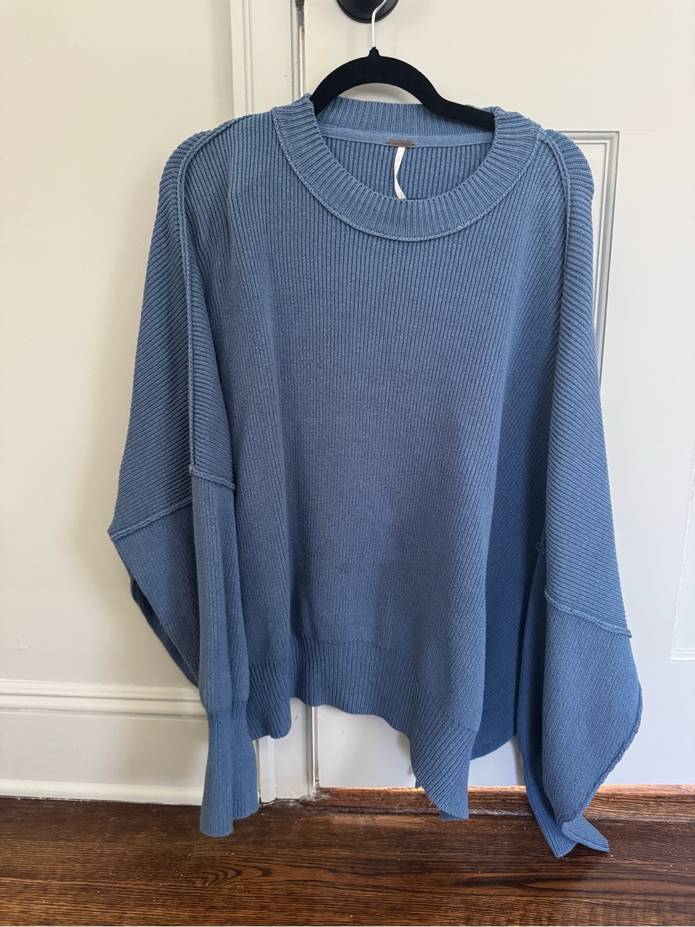 Free People Dusty Blue Ribbed Oversized Sweater